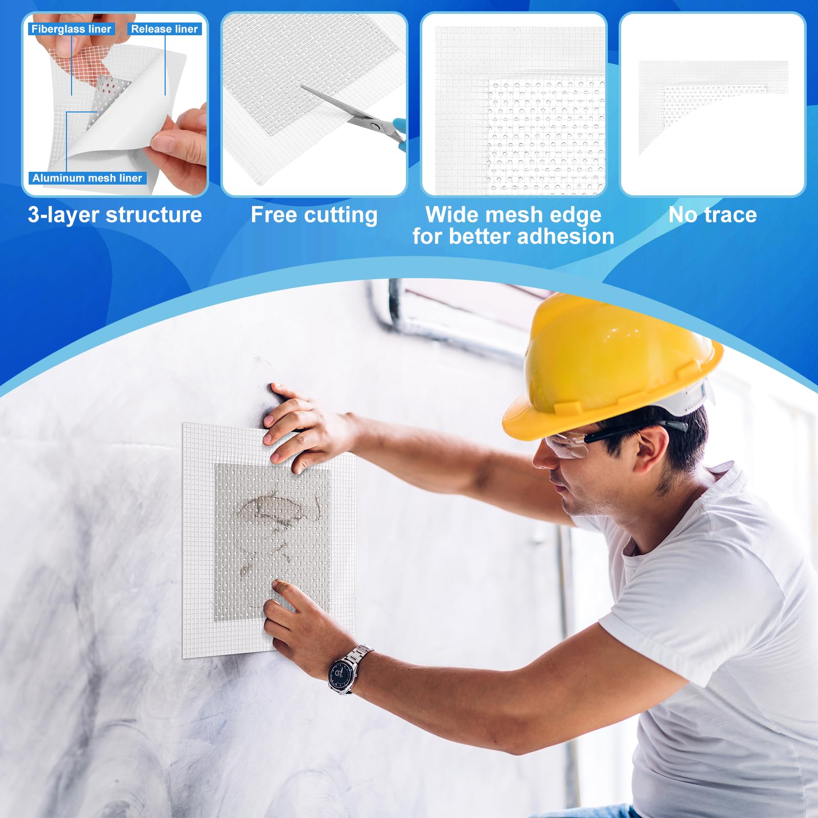Drywall Repair Kit, Drywall Patch Repair Kit with 8.8OZ White Repair Putty, Scraper Sandpapers Gloves for Heavy Duty Plaster Wall Repair, Easy to Fill Holes in Home Wall & Quick Repair Crack
