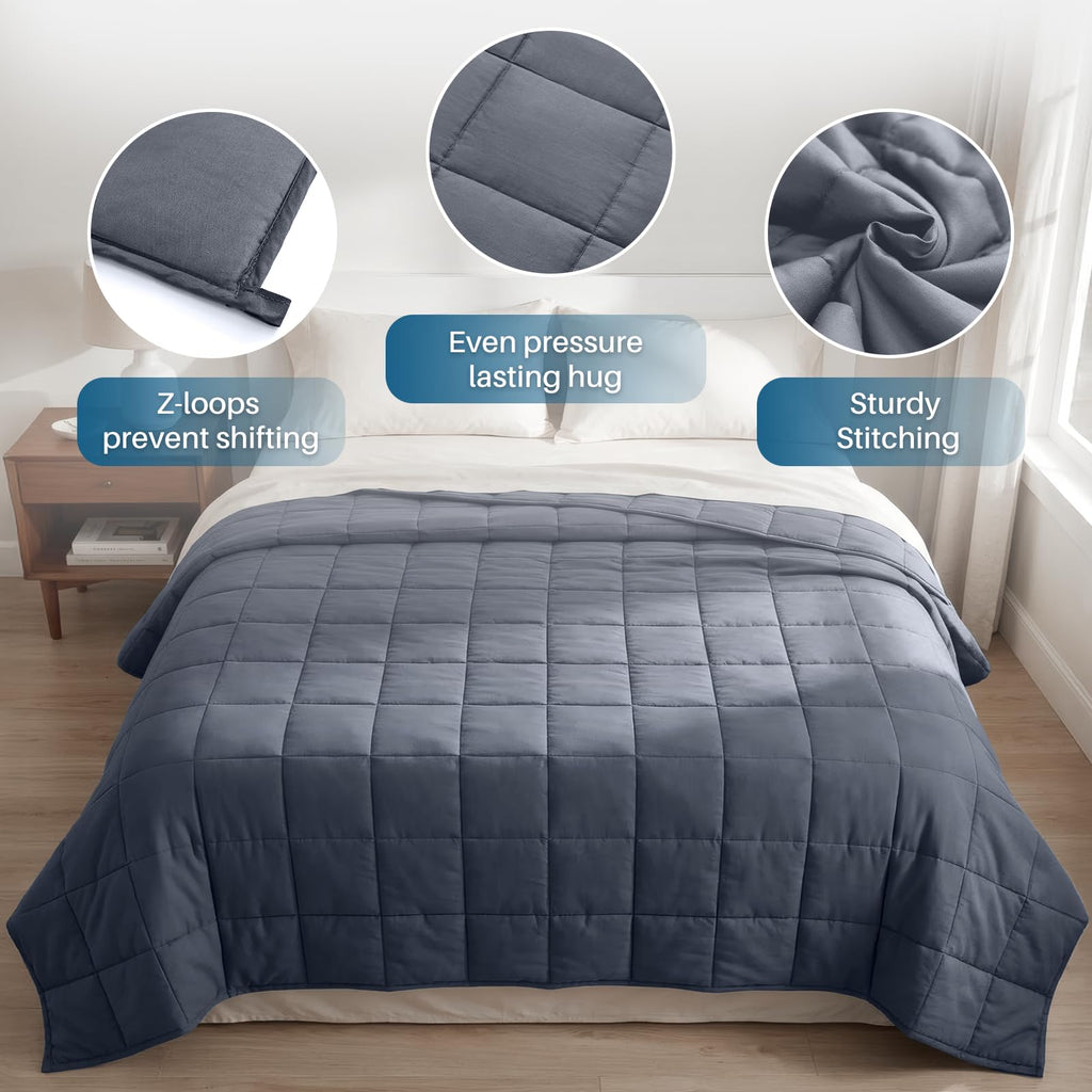 Weighted Idea Weighted Blanket for Adults (Dark Grey,60"x80",15lbs) Cooling Breathable Heavy Blanket with Premium Glass Beads All-Season Soft Thick Comfort