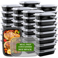 Meal Prep Containers Reusable 38oz - Food Containers with Lids 50 Pack, Disposable to Go Containers, Leakproof Food Prep Containers, Stackable, Takeout, BPA-Free, Microwave/Freezer Safe