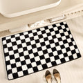 Ankah Bathroom Rug Black&White Checked Bath Mats, Non Slip Rubber Backing, Thick Soft Shaggy, Super Absorbent, Machine Washable, Bath Rugs Cute Bathroom Deocr, (Square 15.75"x 23.62")