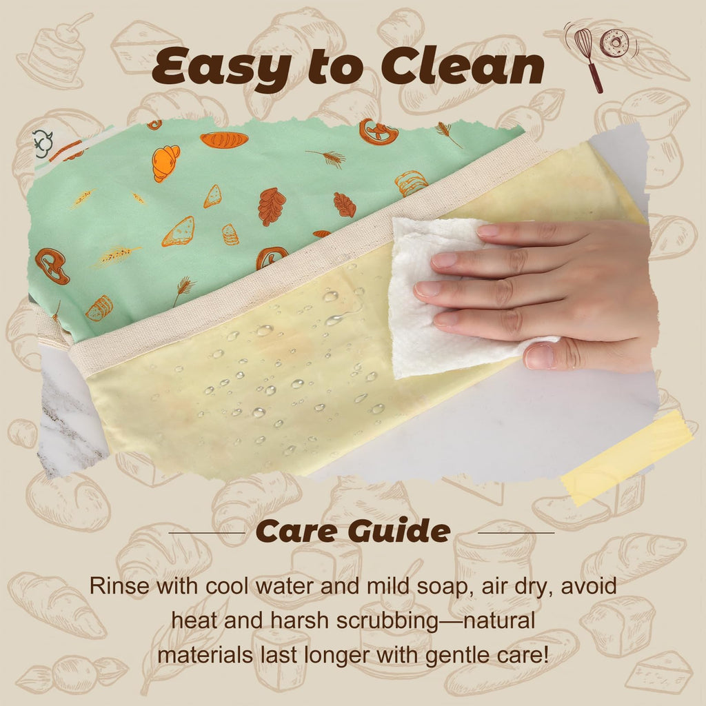 Reusable Beeswax Bread Bags for Homemade Bread 2 Pack, 17 x 13 inch, Natural Lined Cotton Beeswax Bags for Freezer & Refrigerator, Sourdough Bag, Bread Storage Bags Freshness Lock, Bakery Essentials