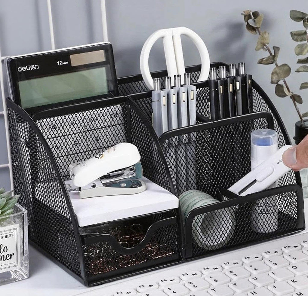 Gonice Mesh Desk Organizer, Pen Holder for Office Supplies and Desk Accessories, Desktop Organizer for Home,Office and School, Black