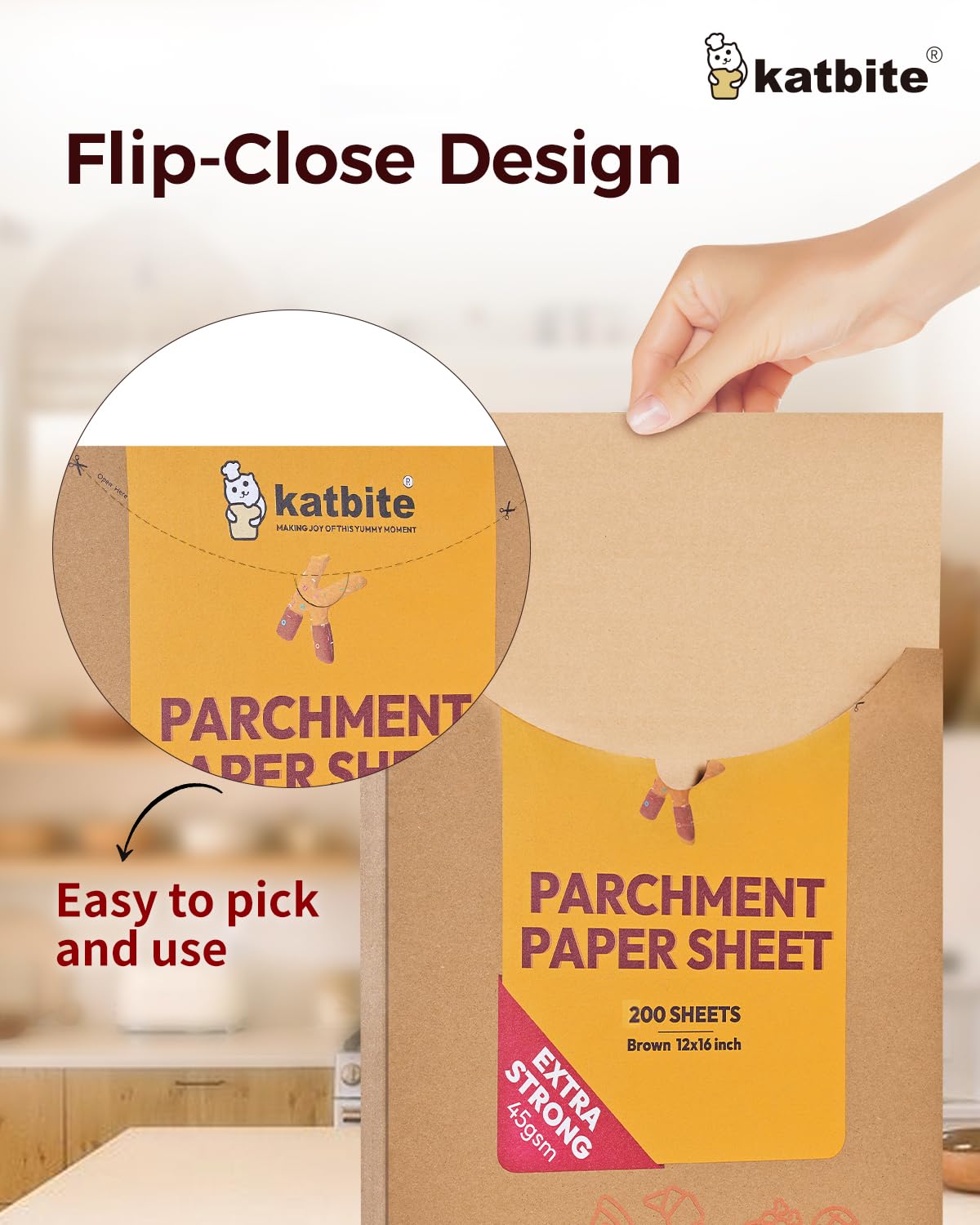 Katbite 200pcs Unbleached Parchment Paper Sheets 12x16 inch (9x13 Optional) Heavy Duty, Baking Paper Parchment for Cookies, Bread, Meat, Pizza