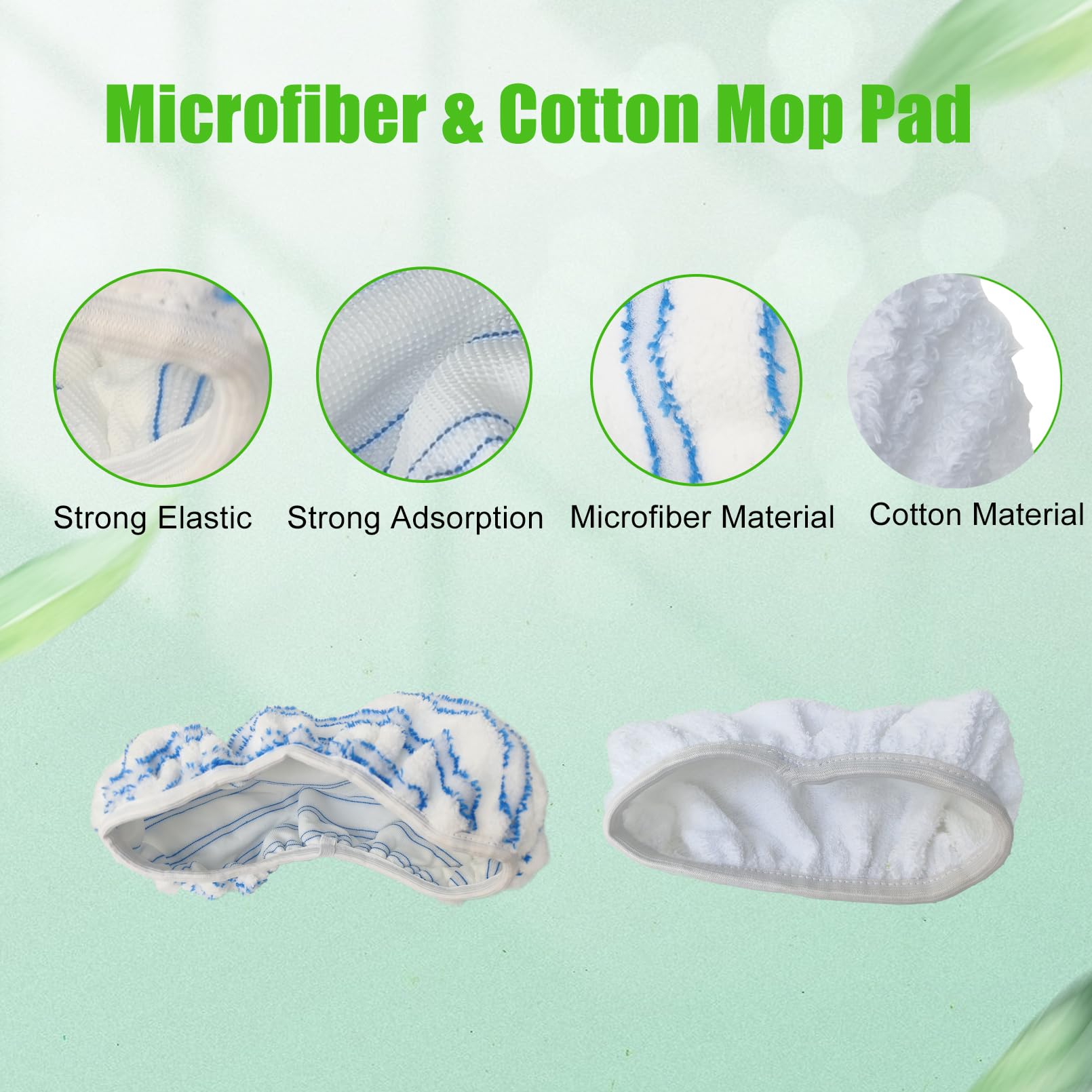 WVYNUYQP Reusable Cotton & Microfiber Mop Pads Compatible with O Cedar Mop, Mop Head Replacement Pads for Dry & Wet Use, Washable Flat Dust Mop Refills for Hardwood Floor Cleaning, 4 Pack