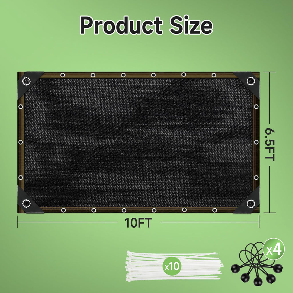 FOTMISHU 70% Shade Cloth 6.5ftx10ft Anti-Aging Sun Mesh UV Resistant Net, Sunblock Garden Tarp for Plant Cover, Greenhouse, Barn or Kennel, Flowers, Plants