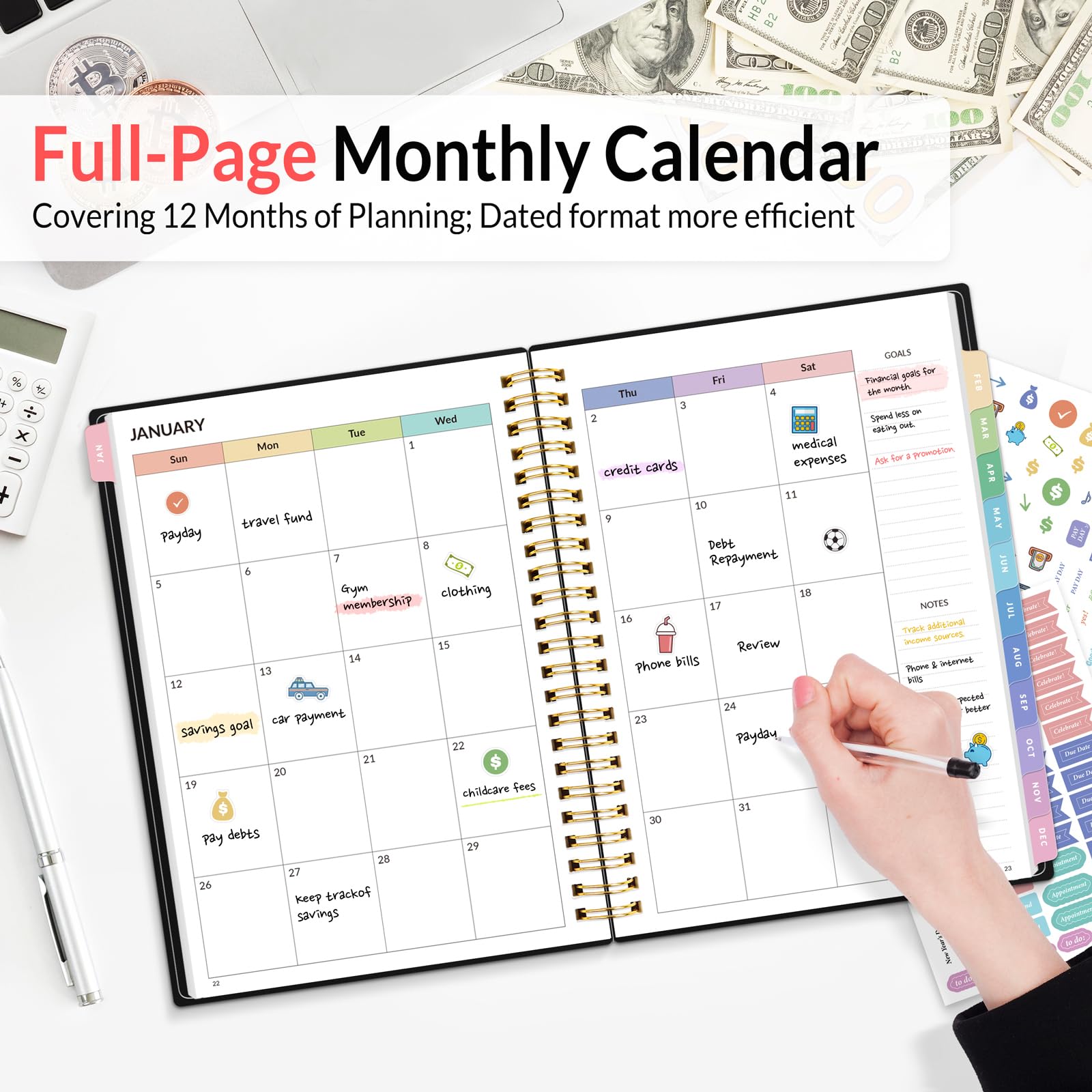 2026 Budget Planner - Monthly Budget Book from JAN 2026 - DEC 2026 with Expense Tracker Notebook, A5 Size (6.4" x 8.3") Bill Organizer & Finance Planner Account Book to Manage Your Finances, Black