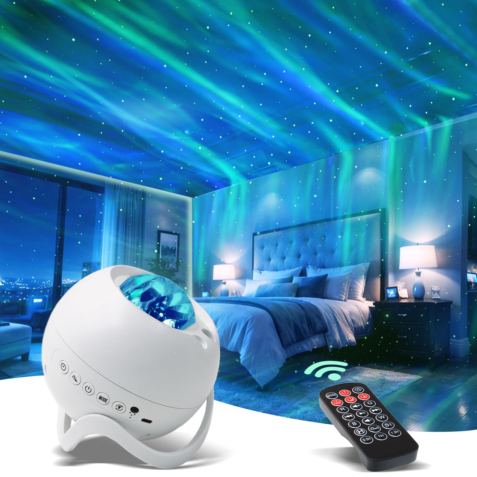 CAIYUE Galaxy Projector, Star Projector, with Bluetooth, White Noise, Remote Control, Room Decor,Bedroom nightlight,Room led,Ceiling, Party