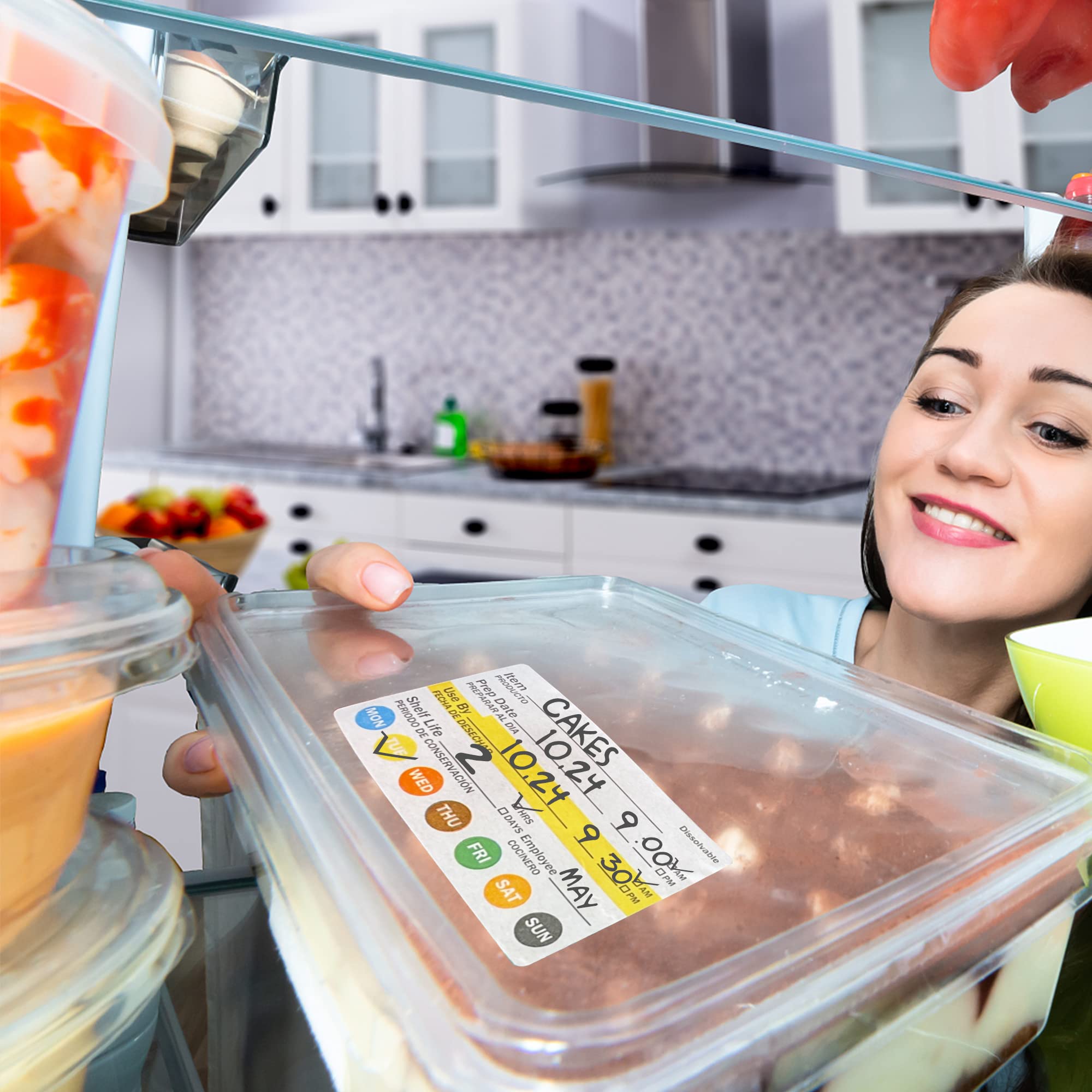 L LIKED 2x3 Inches Dissolvable Food Rotation Labels, 500 Pcs Dissolved Freezer Labels for Storage Containers, Canning, Jam Jar, Mason Jars