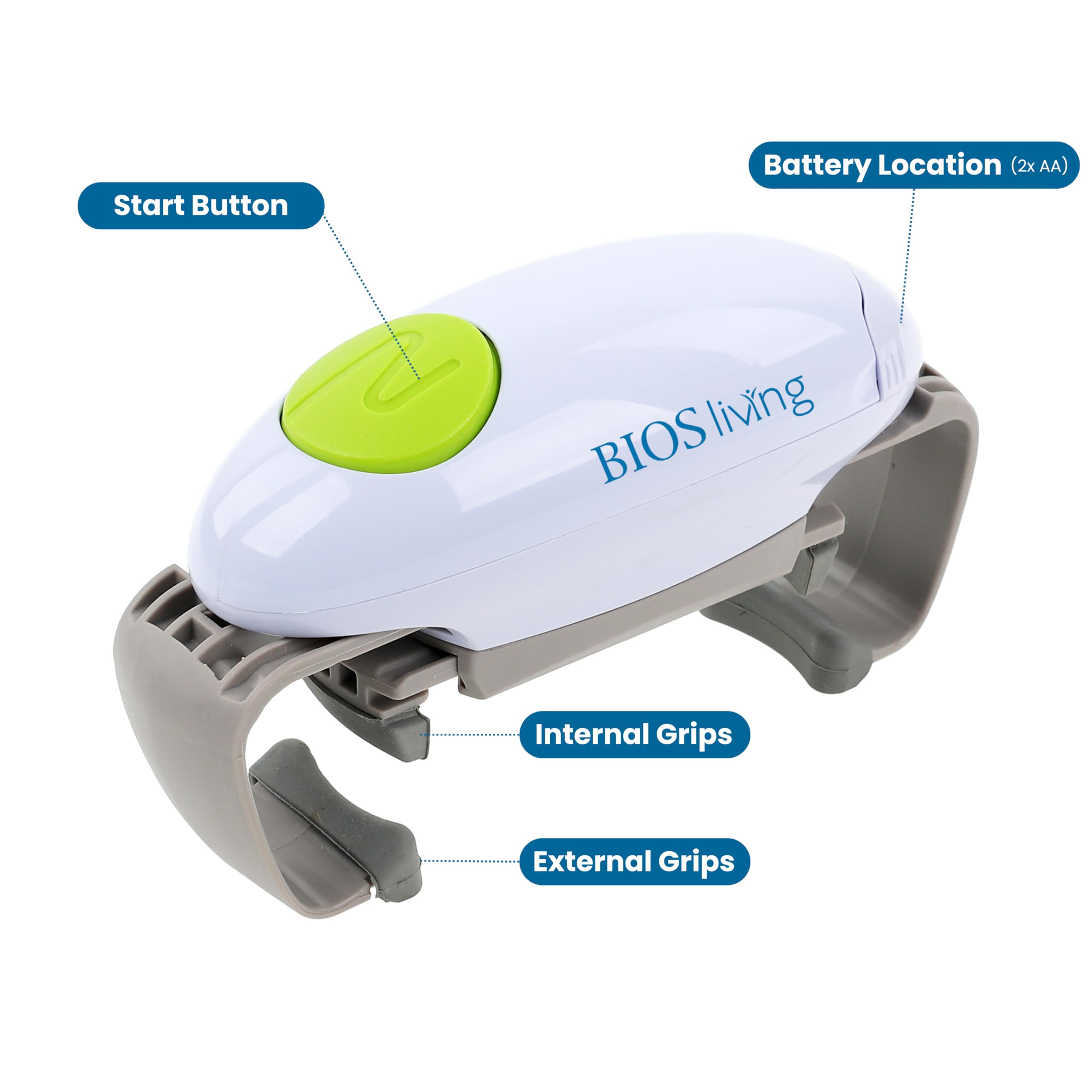 BIOS Living Electric Jar Opener – Automatic Hands-Free Jar Opener for Stubborn Lids, One-Touch Operation, Battery Powered