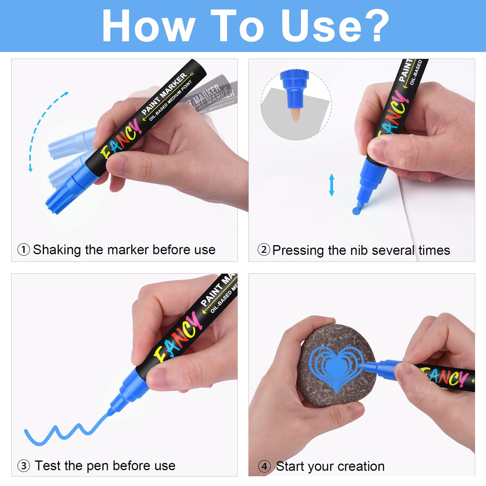 IVSUN Paint Pens Paint Markers, 36 Colors Oil-Based Waterproof Art Marker Pen Set, Never Fade Quick Dry and Permanent, Works on Rocks, Wood, Fabric, Plastic, Canvas, Glass, Mugs, DIY Craft