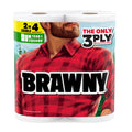 Brawny Tear-A-Square 3-Ply Paper Towels, 2 Double Rolls = 4 Regular Rolls, Strong, Absorbent, and Durable with 3 Sheet Sizes (Quarter, Half, Full)