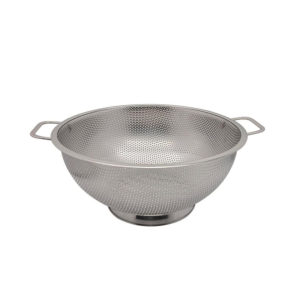 Fox Run Large Stainless Steel Colander, 5 Quart Pasta Strainer with Handles, 11” x 13.5” x 5”