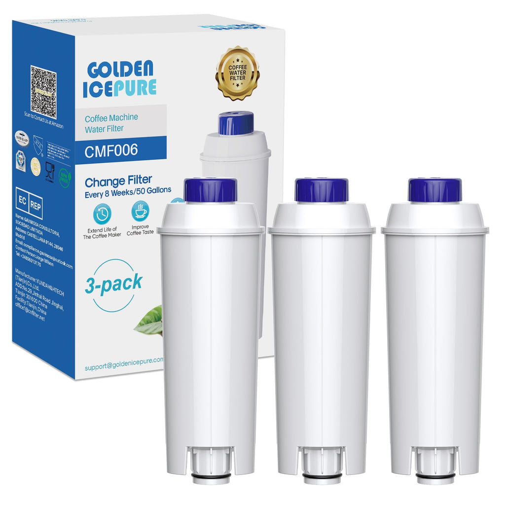 GOLDEN ICEPURE Coffee Machines Water Filter Compatible with De'Longhi DLSC002, SER3017 & 5513292811,De Longhi,ECAM, Esam, ETAM, BCO, EC-Series,3 Pack