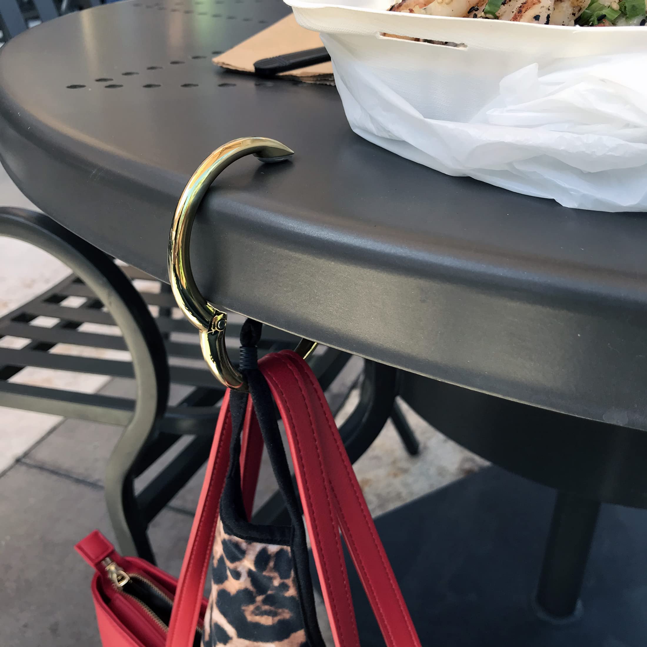 Clipa Handbag Hanger – Polished Gold PVD- The Ring that Opens into a Hook and Hangs in Just 10 mm of Space, Holds 15 kg, 3 yr. Warranty
