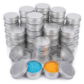 PLAZOTTA 60 Pack 0.5 OZ/15ML Aluminum Round Lip Balm Tin Containers with Screw Lid, Mini Metal Storage Travel Tins Silver Empty Tin Jars