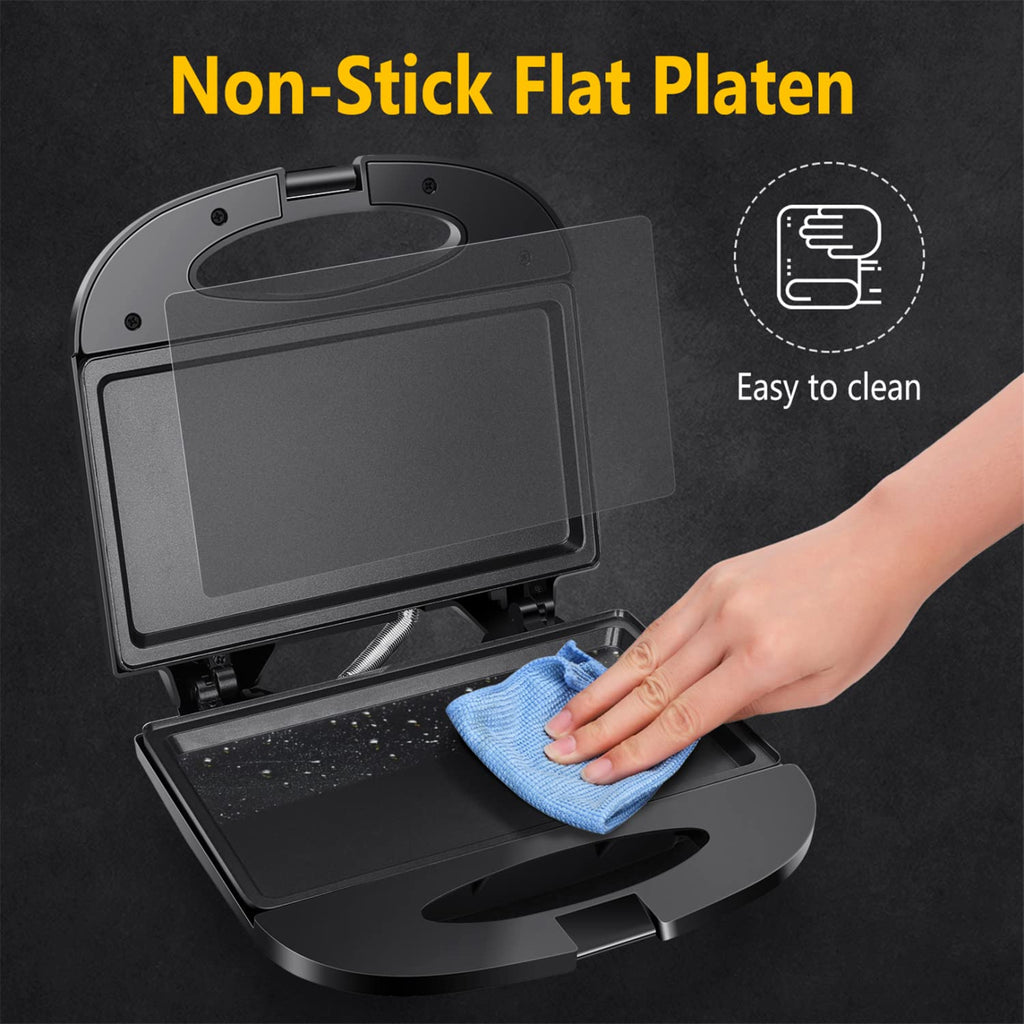 Aigostar Sandwich Maker with Non-stick Deep Grid Surface for Egg, Ham, Steaks Compact Electric Grill Black, ETL Certificated, Roy