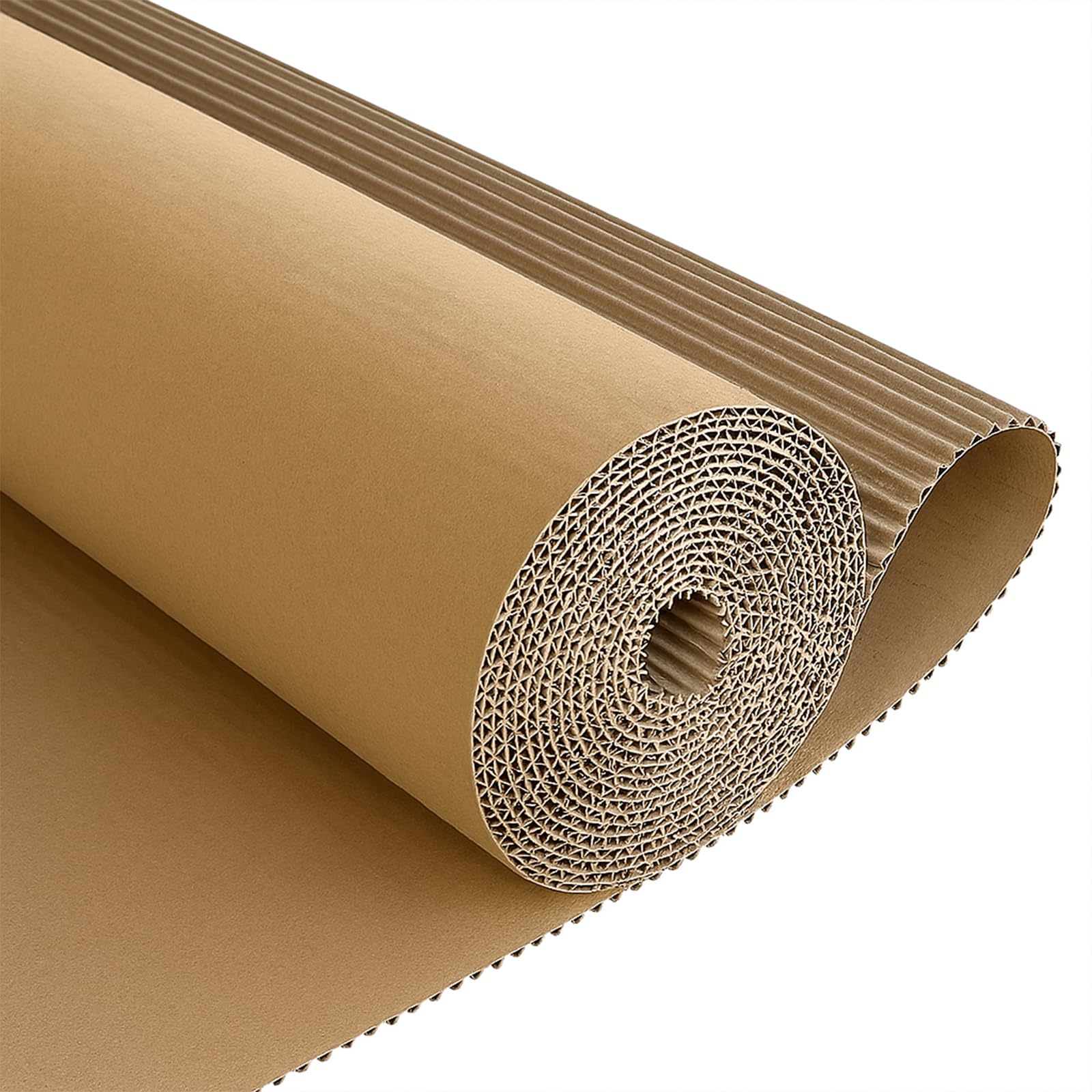 Corrugated Cardboard Roll, 17" x 236" Single Face Kraft Cushion Wrap, Large & Thick Cardboard Sheets Paper for Shipping, Packing, Box Filler, Furniture Protection, DIY Crafts & Gift Packaging (Brown)