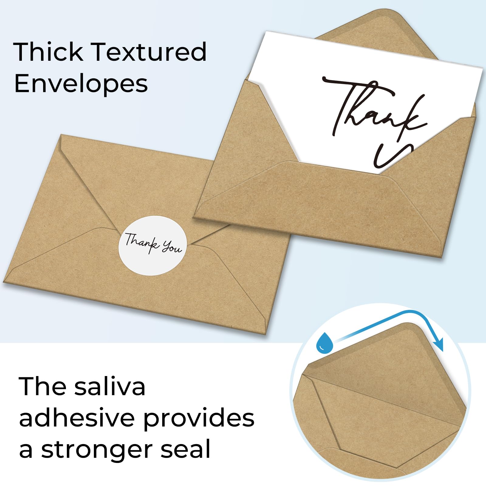 Ohuhu Thank You Cards with Kraft Envelopes and Matching Thank-You Stickers – 104-Pack (4 Minimalistic Designs), 4x6 Thank You Notes for Wedding, Graduation, Shower, Small Business, Birthday, Funeral