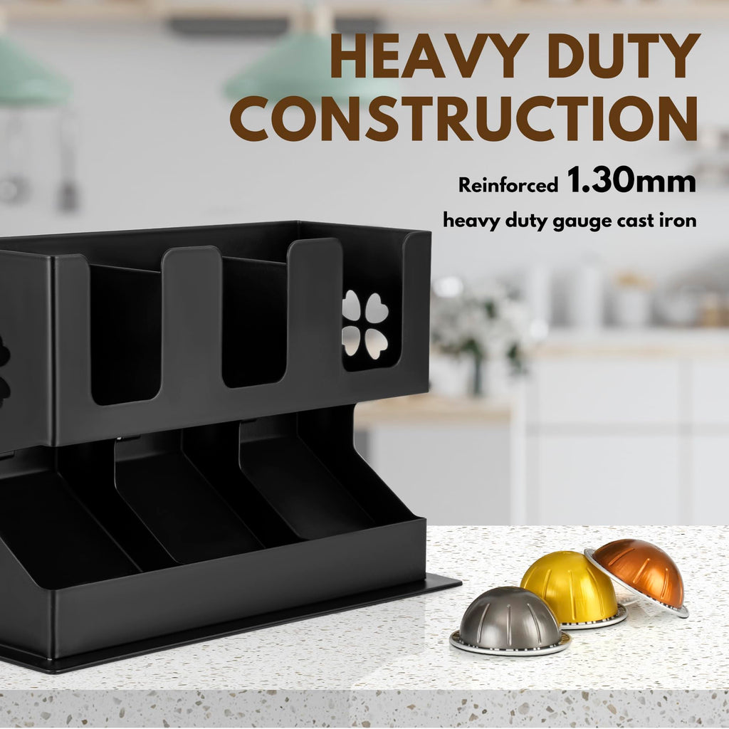 RECAPS Coffee Pod Storage Holder Dispenser (3 Box Sleeve Holder)Compatible with Nespresso Vertuoline Vertuo, Countertop Organizer Stand with Non-Slip Steel Base, Dispenses 3 Coffee Flavors (30 Vertuo Capsules)