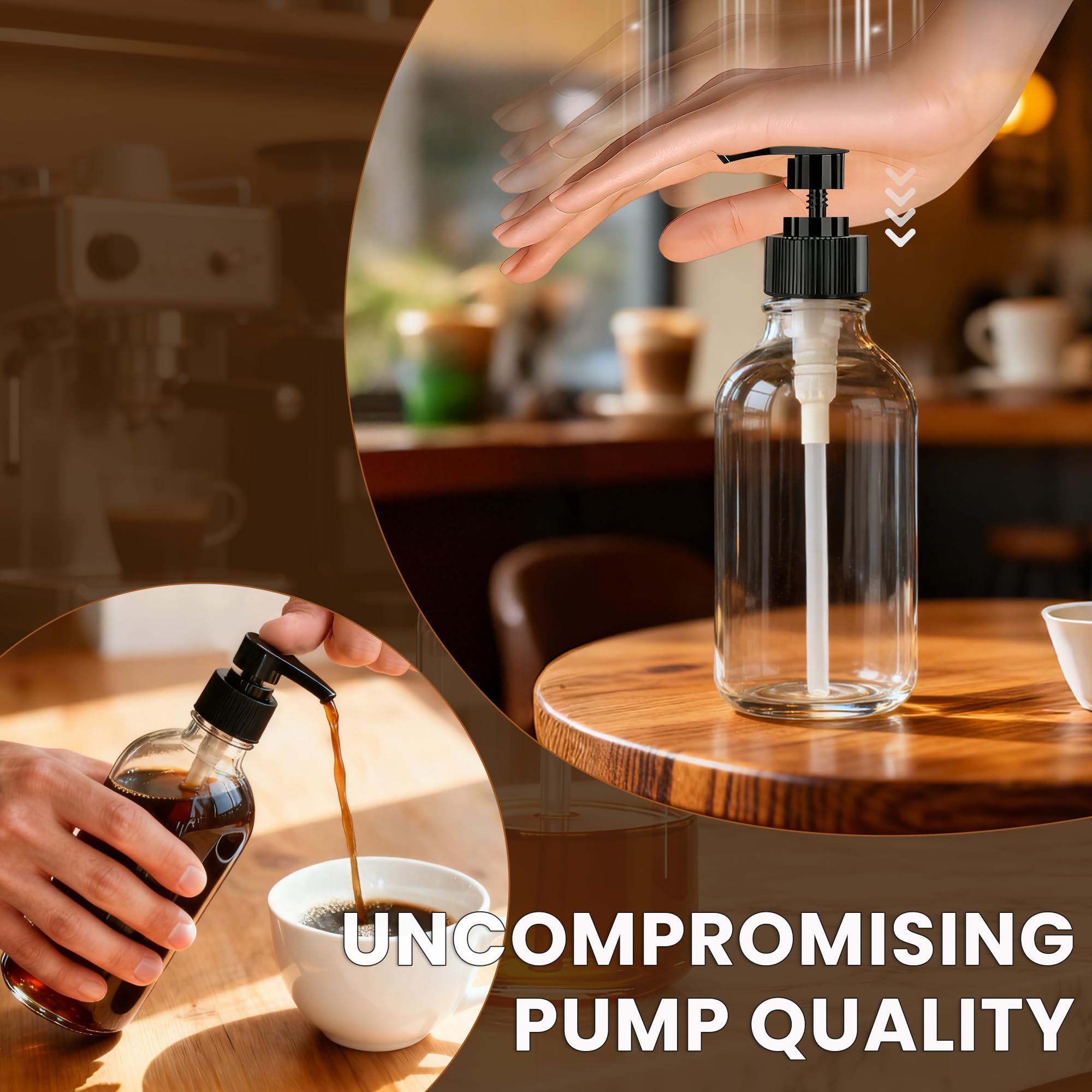 Coffee Syrup Dispenser & Coffee Bar Accessories – 4 Bottles, 5 Pumps, Plastic