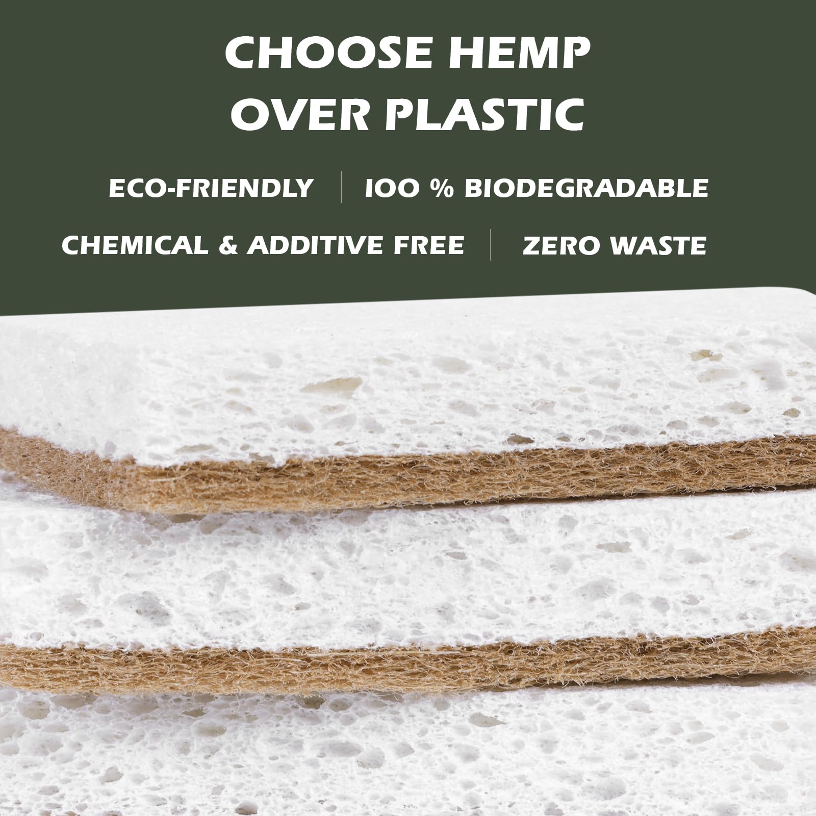 Isshah Plant-Based Kitchen Sponges - Natural, Eco-Friendly, Biodegradable Sisal Hemp Sponges for Dishes, Cleaning Sponge for Kitchen, Bathroom, Household - 24 Count