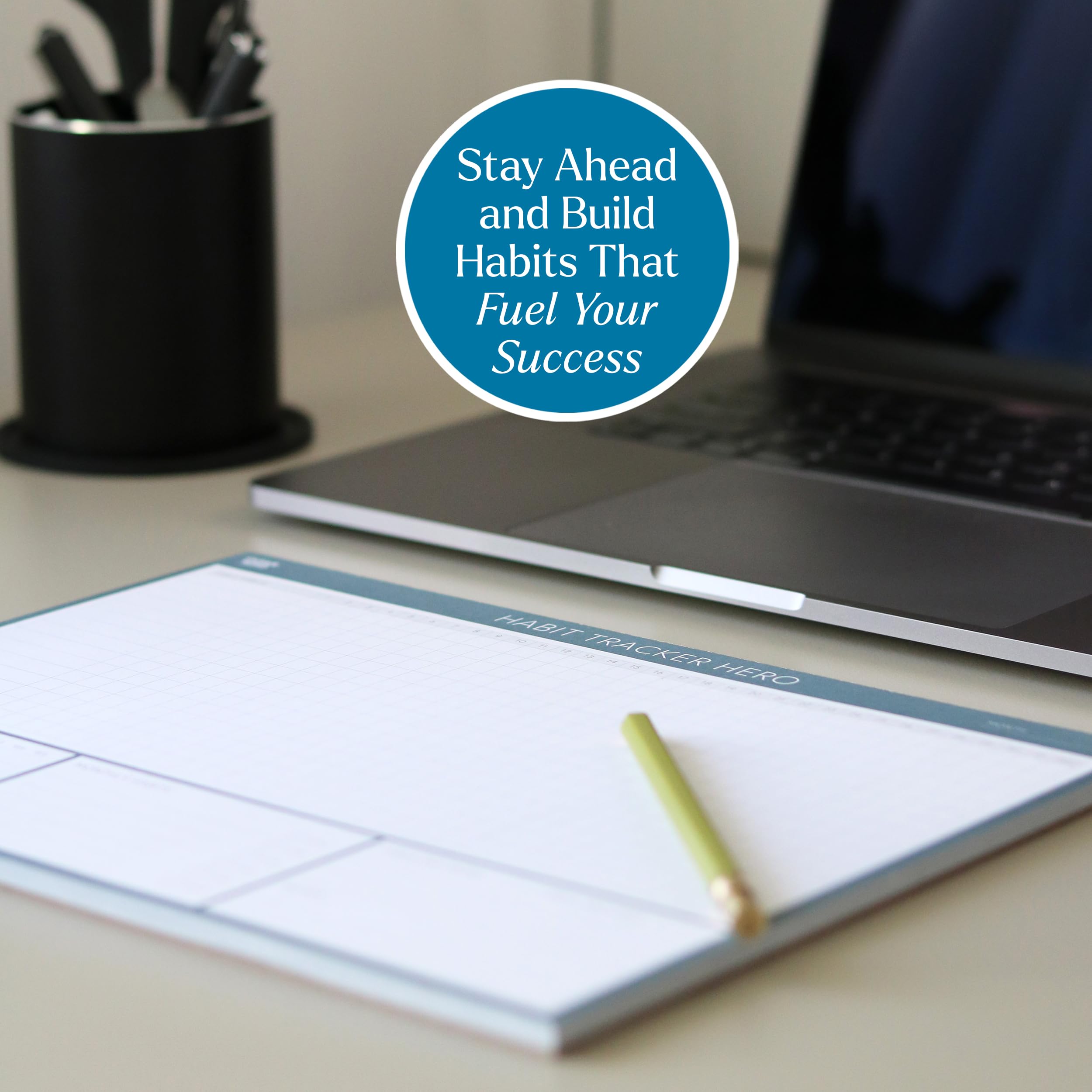Habit Tracker Hero Desk Pad by Clear Mind Concepts® - A4 Landscape Habit Planner, 24 Undated Monthly Tear-Off Sheets, 160gsm No-Bleed Paper - Track Daily, Weekly & Monthly Routines