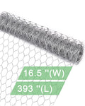 vnesovo Galvanized Chicken Wire Mesh - 16.5 in×33 FT Garden Animal Barrier Fence, 1 inch Mesh Fence for Pet,Rabbit,Poultry