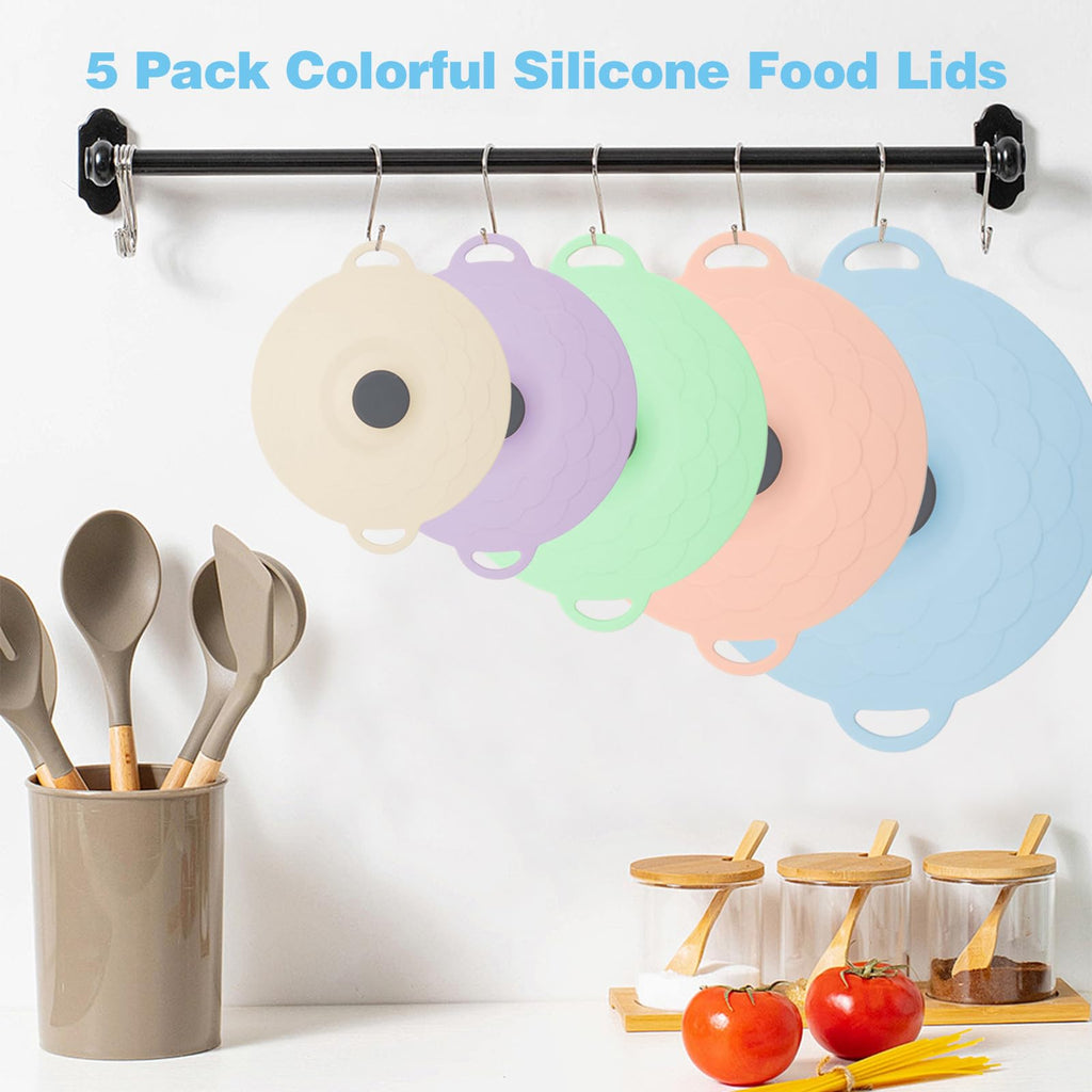 Universal Silicone Bowl Lids Set of 5, Reusable Stretchy Food Covers for Pots, Bowls & Containers (10cm-24cm / 4"-9.5") – BPA-Free, Freezer to Oven Safe (-40°C to 230°C), Microwave & Dishwasher Safe