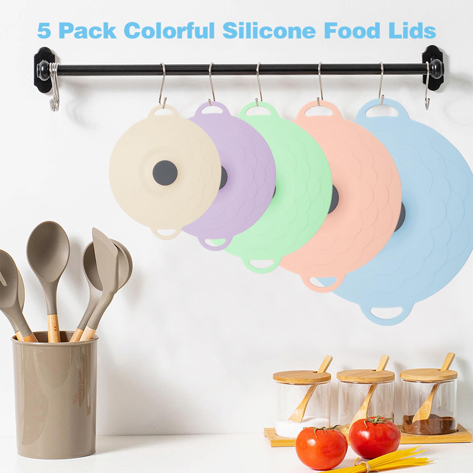 Universal Silicone Bowl Lids Set of 5, Reusable Stretchy Food Covers for Pots, Bowls & Containers (10cm-24cm / 4"-9.5") – BPA-Free, Freezer to Oven Safe (-40°C to 230°C), Microwave & Dishwasher Safe