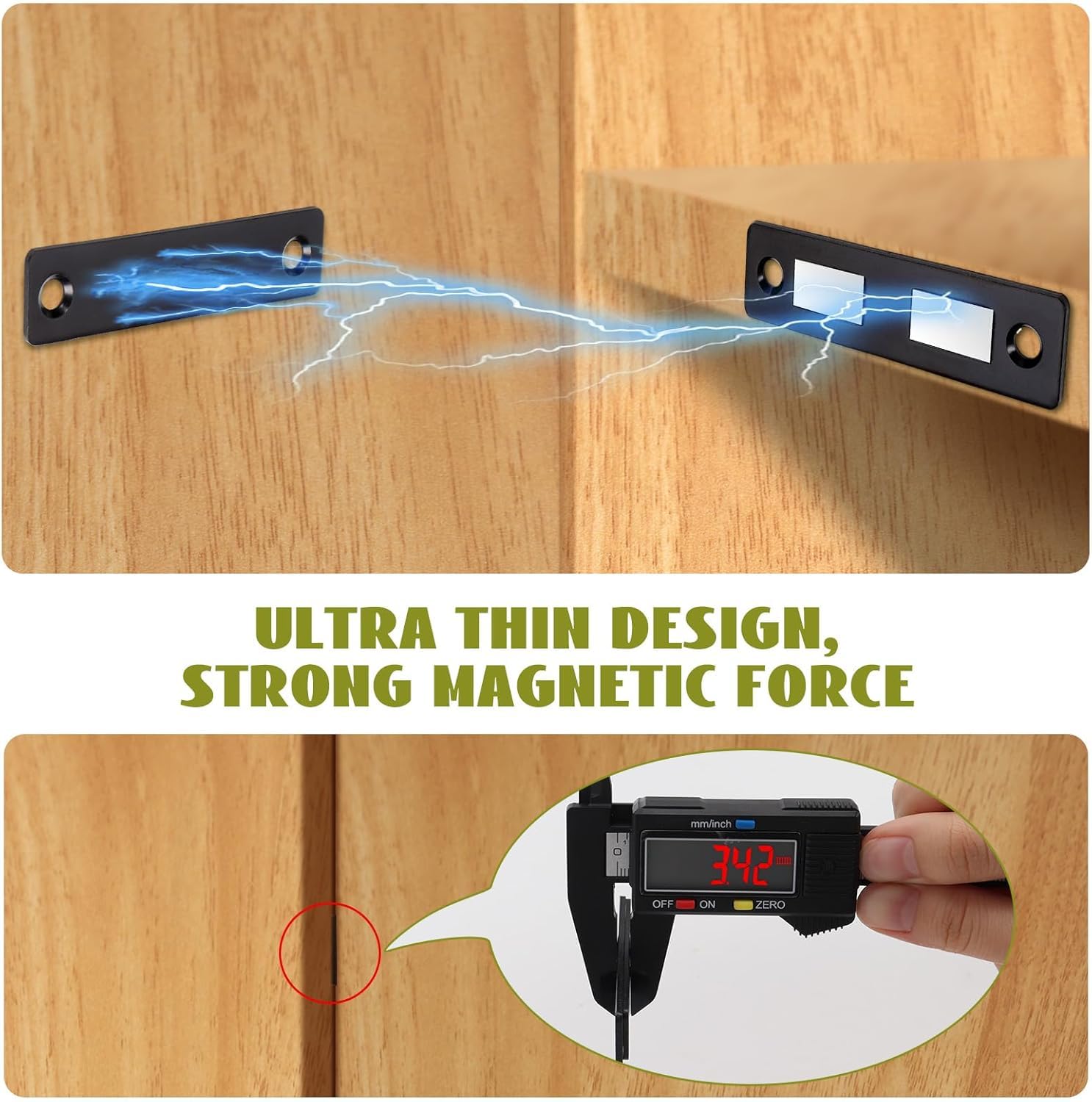 30 Lb Magnetic Door Catch Black, Heavy Duty Cabinet Latch, Cabinet Drawer Door Magnets,4 Pack Kitchen Magnets Closures, Double Magnets Latch for RV, Cabinet Door, Barn Door