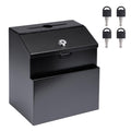 Suggestion Box with Slot and Lock Donation Box with 4 Keys Metal Ballot Box Wall Mount Black