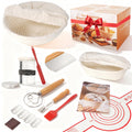 Complete Sourdough Starter Kit, Sourdough Bread Baking Supplies, Banneton Bread Proofing Basket with Glass Sourdough Starter Jar