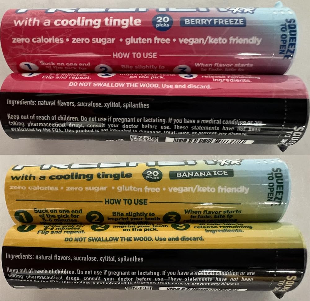 Xero Picks Freshen - Infused Flavored Toothpicks - Cooling Fresh Breath - 100 Picks | 20 per tube - 5 Pack - Variety