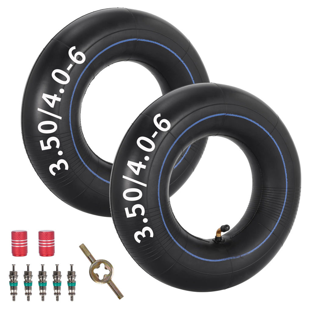RUTU 3.50/4.00-6 Inner Tube,Butyl Rubber Tube For Lawn Garden Wheelbarrows,Go Kart,Mini Bike,Hand Trucks,Snowblowers,Garden Cart,Heavy Duty 13x4.00-6 4.10-6 3.50-6 Tube With TR87 Bent Valve （2 Packs）