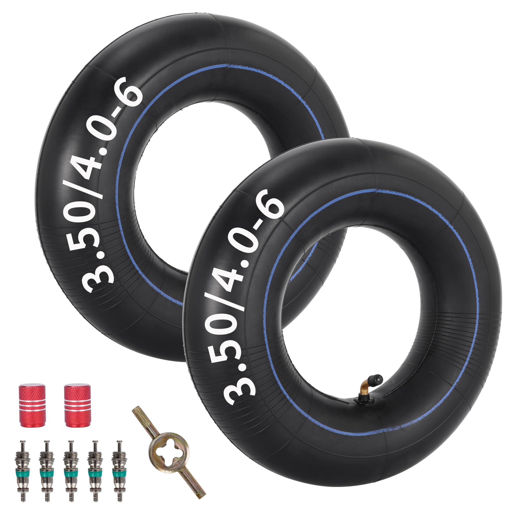 RUTU 3.50/4.00-6 Inner Tube,Butyl Rubber Tube For Lawn Garden Wheelbarrows,Go Kart,Mini Bike,Hand Trucks,Snowblowers,Garden Cart,Heavy Duty 13x4.00-6 4.10-6 3.50-6 Tube With TR87 Bent Valve （2 Packs）