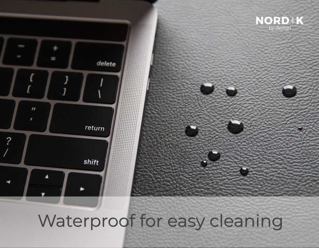Nordik Leather Desk Mat Cable Organizer - Pebble Black 89cm x 43cm - Premium Extended Mouse Mat for Home Office Accessories - Felt Vegan Large Leather Desk Pad Protector & Desk Blotter Pads Décor