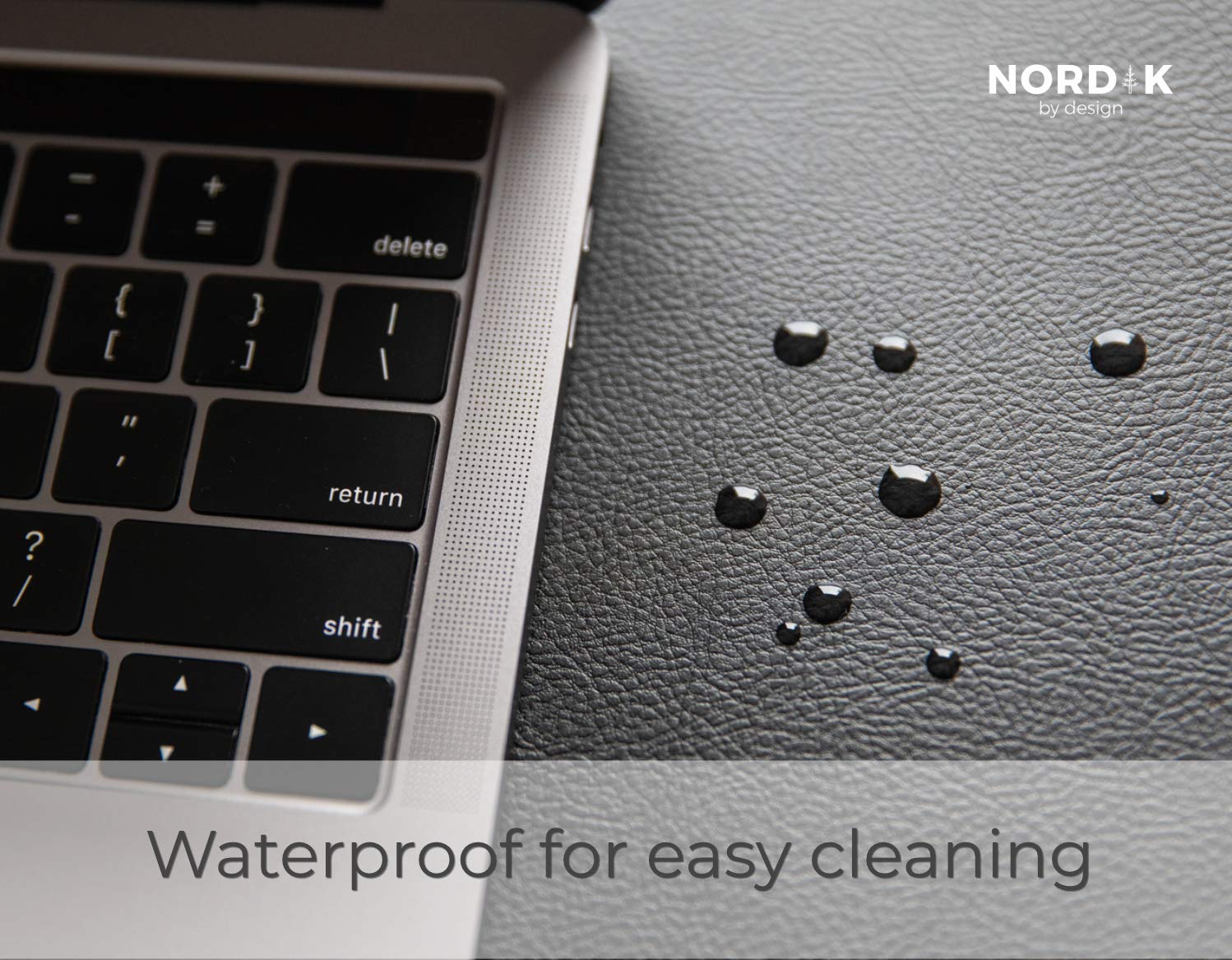 Nordik Leather Desk Mat Cable Organizer - Pebble Black 89cm x 43cm - Premium Extended Mouse Mat for Home Office Accessories - Felt Vegan Large Leather Desk Pad Protector & Desk Blotter Pads Décor