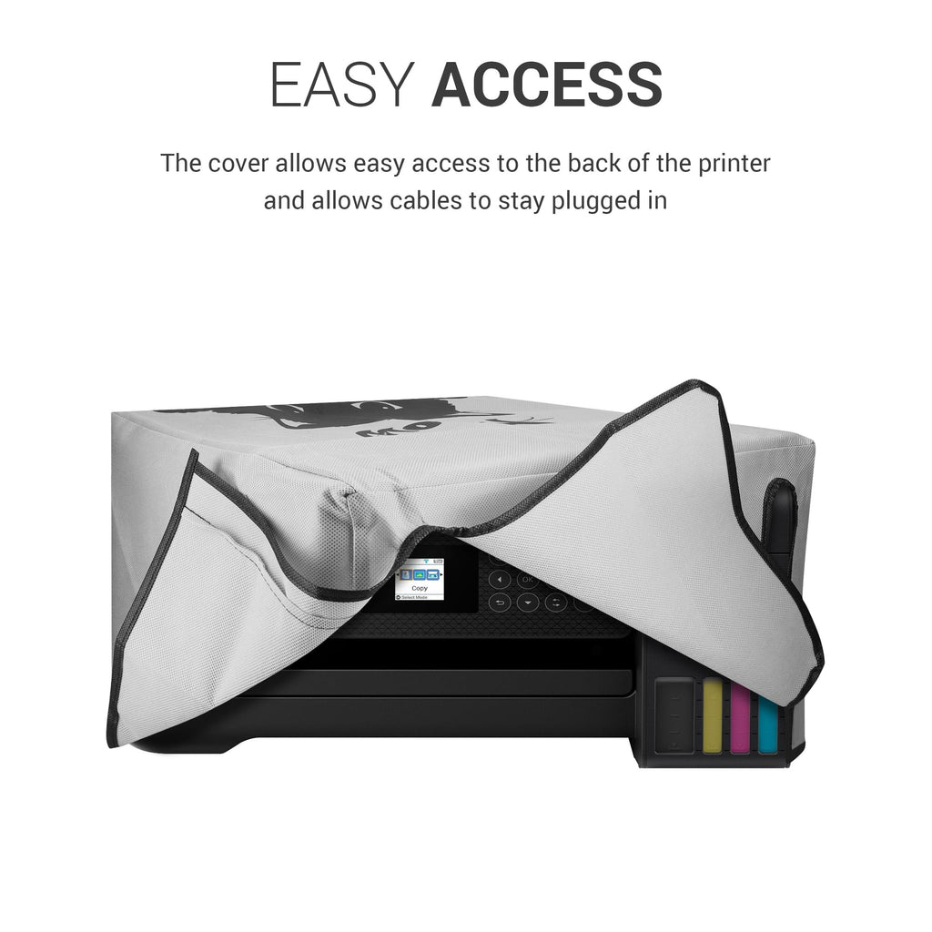 kwmobile Dust Cover Compatible with Epson EcoTank ET-2850 / EcoTank ET-2856 / Home XP-5200 - Printer Case - Grey/Black - Meow Cat