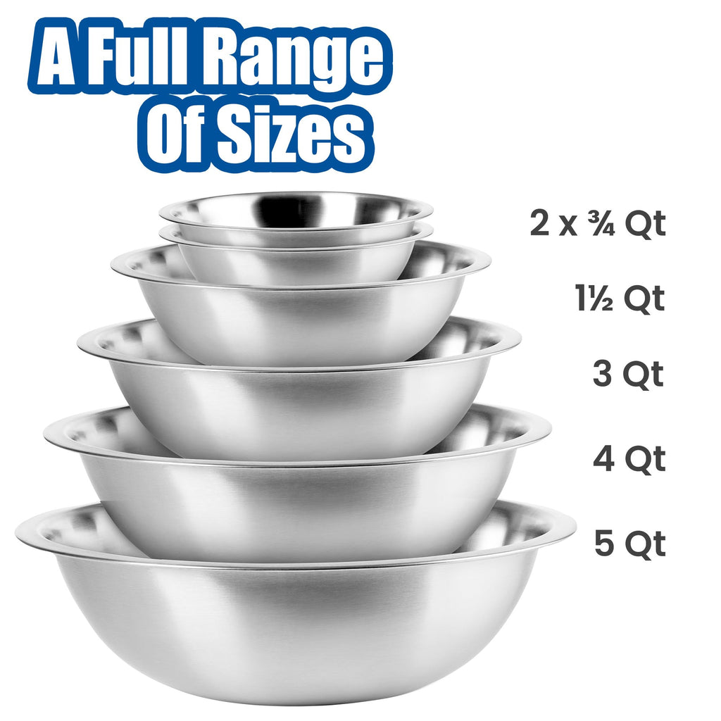 EHOMEA2Z Mixing Bowls Metal Stainless Steel,Kitchen Nesting Bowls for Space Saving Storage Gadgets, Baking, Cooking, Breader Bowl, Polished Mirror