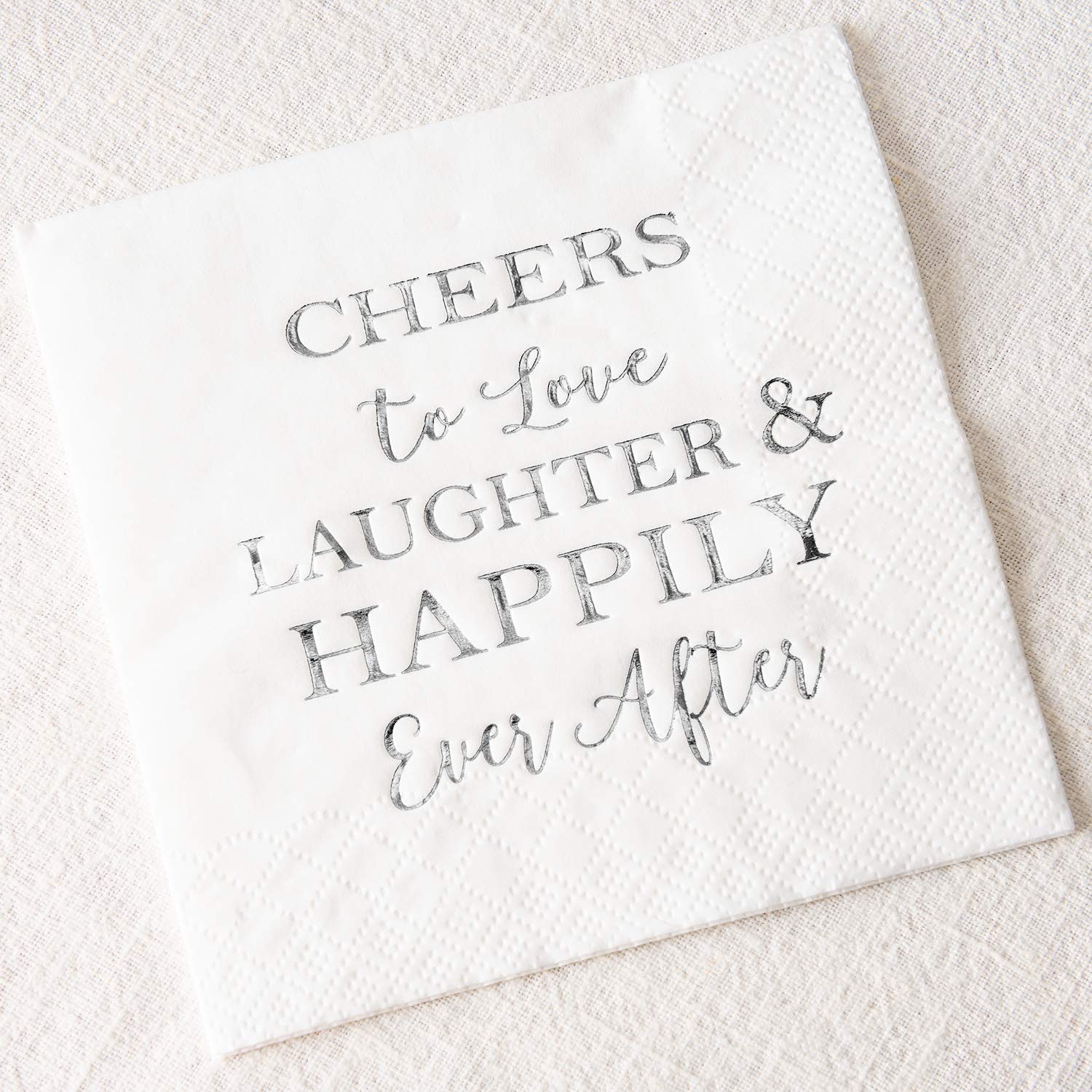 Crisky Bridal Shower Silver Napkins Disposable Silver Cocktail Beverage Dessert Napkins for Wedding Shower Engagement Party Decorations, 100 Pcs, 3-Ply