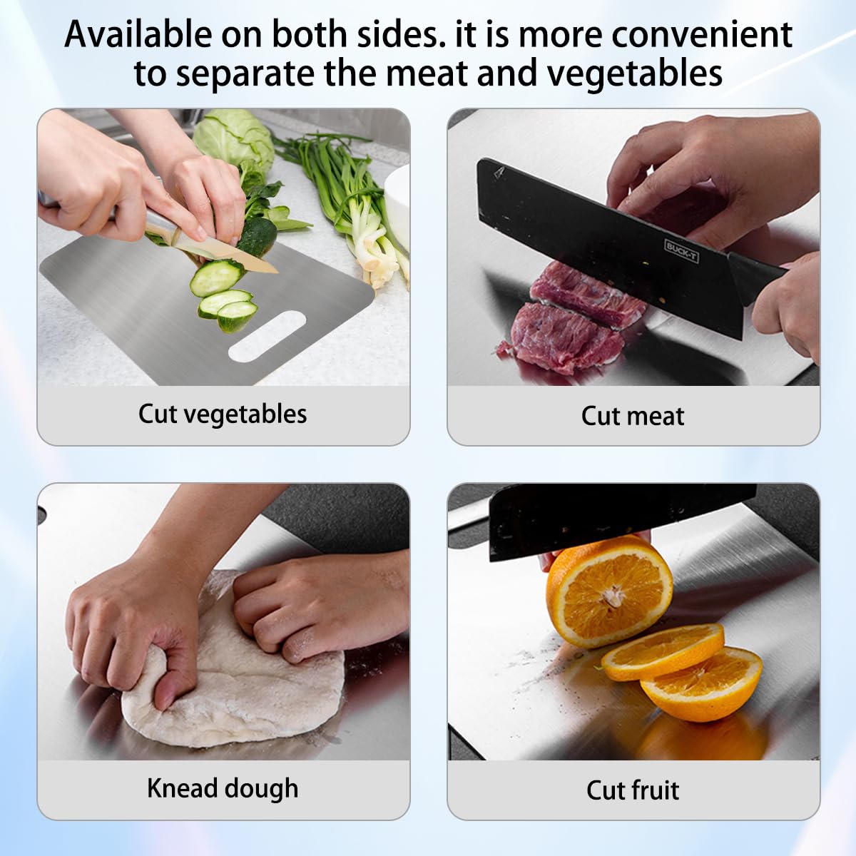 304 Stainless Steel Cutting Board, Double-Sided Stainless Steel Chopping Board for Kitchen Dishwasher Safe Ideal Food Grade Cutting Boards for Cutting Meats Fruit & Vegetable(13.3 * 9.1 in)