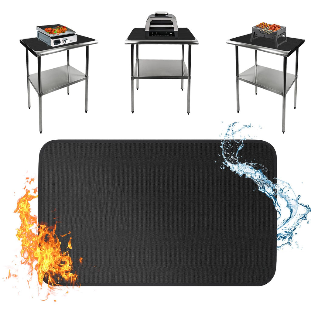 Boribim Under Grill Mat for Outdoor Grill, 24 x 31 Inches Heat Resistant Countertop Mat, Fire Pit Mat, Double-Sided Fireproof Pad, Oil-Proof Waterproof BBQ Protector for Table (1.2mm)
