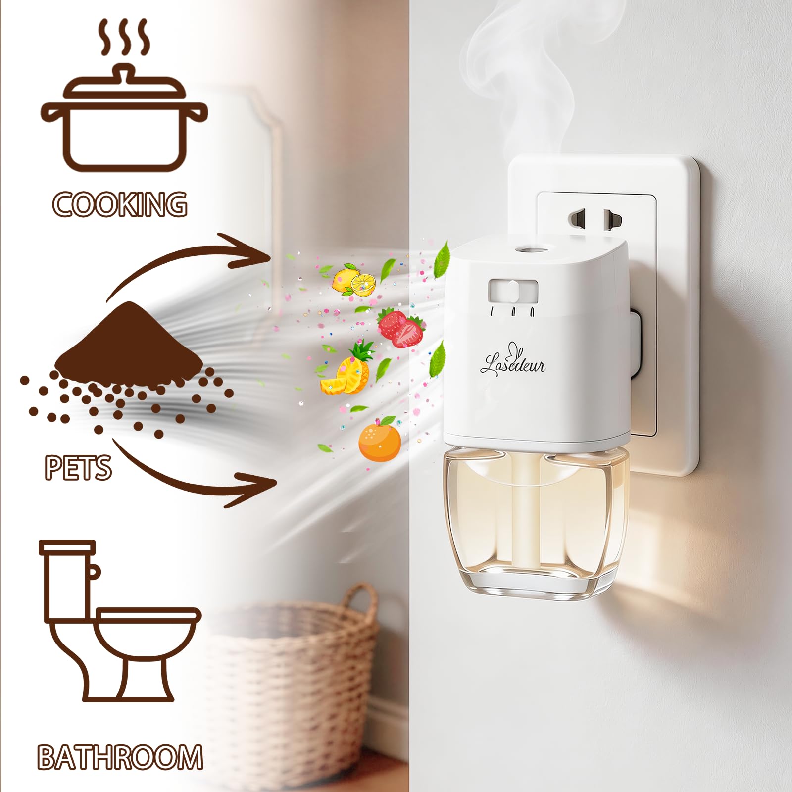 Plug In Air Freshener Refills, Black Cherry, Raspberry Berry, Citrus & Melon Cucumber Scent For Home, 12 Count Plug-In Fragrance Refill, Compatible with Air Wick & Glade, Not Include Glade Plus