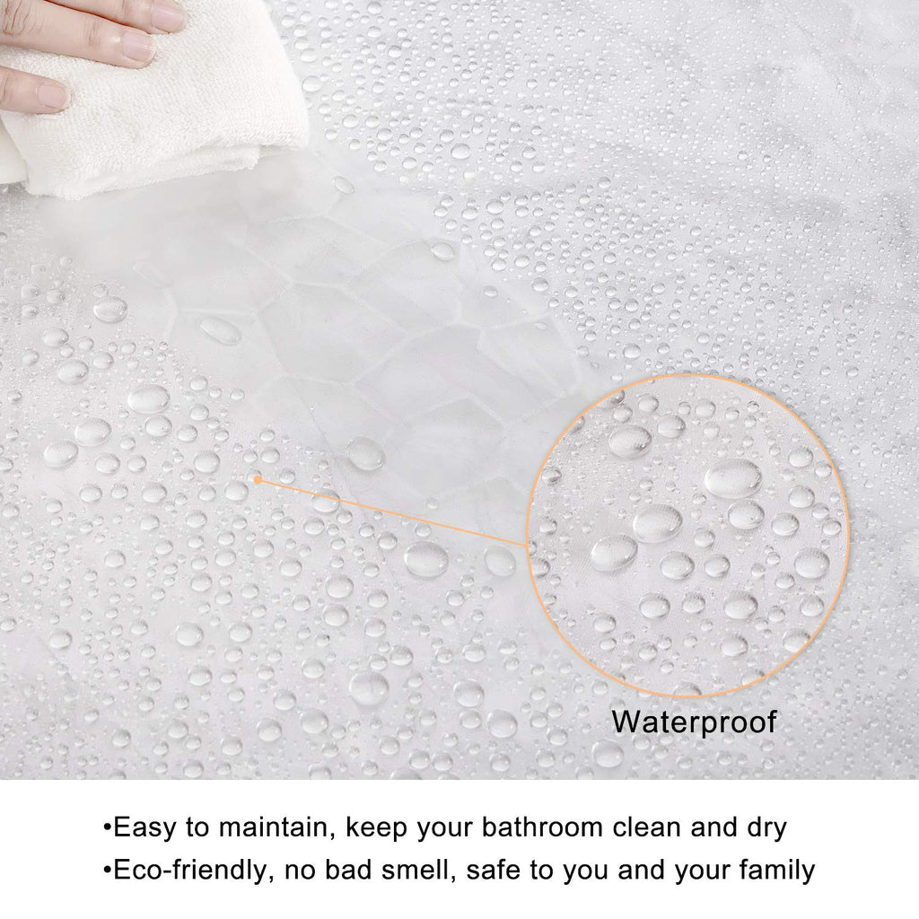 WELTRXE Heavy Duty EVA Shower Curtain Liner with Magnets Waterproof 3D Water Cube Clear Bathroom Shower Curtains,No Smell,72x72 Inch,12 Hooks