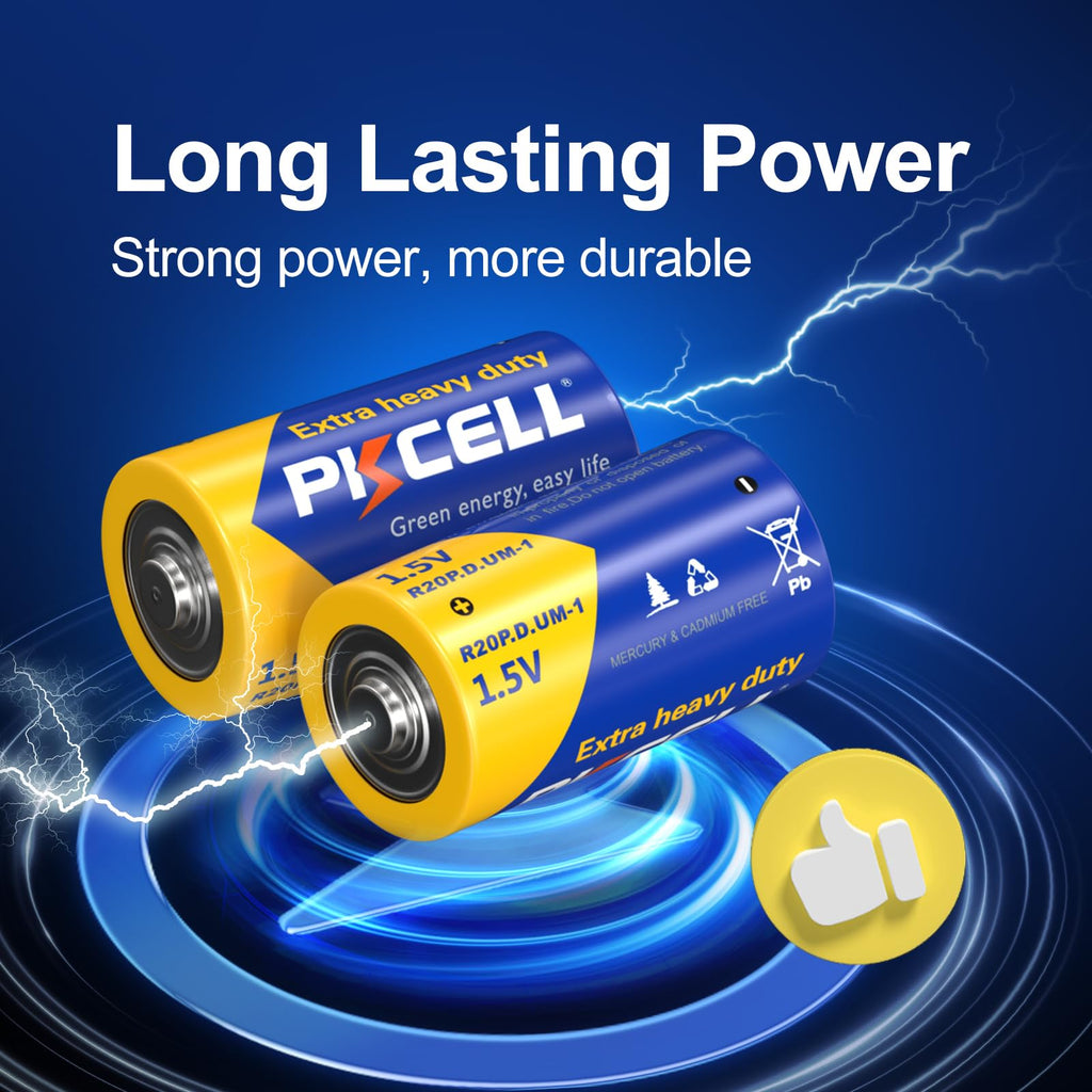 12PCS D Battery D Cell,R20P R20 D UM1 Zinc Chloride Battery