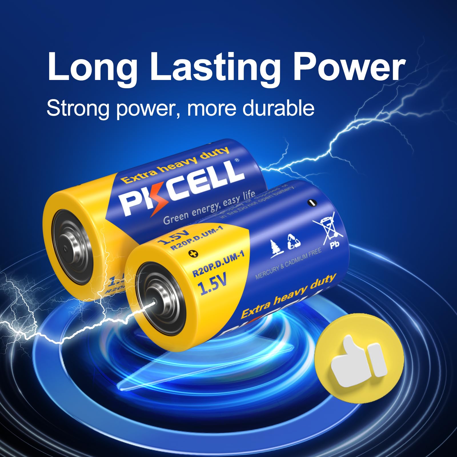 12PCS D Battery D Cell,R20P R20 D UM1 Zinc Chloride Battery