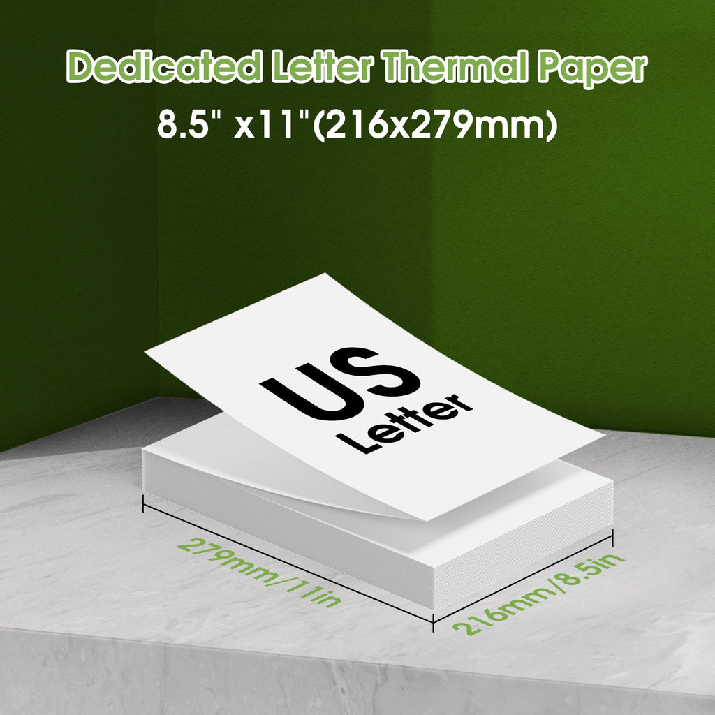 PhoFuta Thermal Paper 8.5 x 11 Size for Portable Printer Compatible With Hprt, Phomemo, Itari M08F MT800, Brother Pocket PJ762/PJ763MFi - Letter Folded Paper 200 Sheets