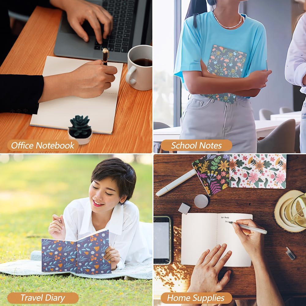 Pack of Journals for Writing A5 Travelers Notebook Bulk Set - 12 Pack with 60 Lined Pages, 30 Sheets, and Embossed Cover in Floral Bliss Pattern (5.75 x 8.35 Inches)
