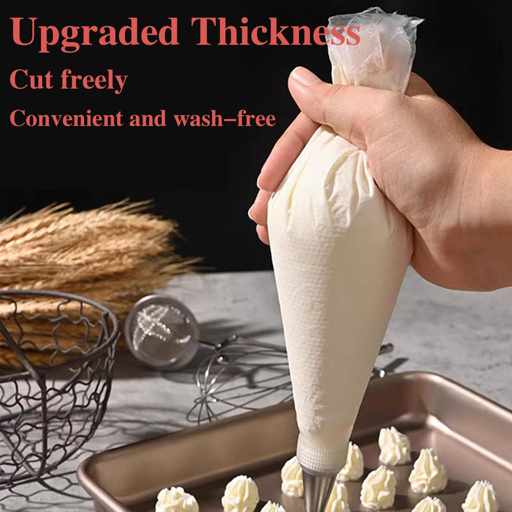 24 Inch Extra Large Piping Bags, 200 PCS Clear Disposable Icing Bags, Thickened Non-Slip and Anti-Burst Pastry Bags for Baking and Decorating Desserts Cakes Cookie