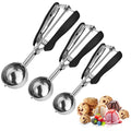 Cookie Scoops for Baking,Ice Cream Scoop,3PCS Stainless Steel 1/2 /3 Tbsp Cookie Dough Scoop,Red Rubber Grips Design,Durable and Effortless,for Ice Cream,Melon Baller and Baking (Black)
